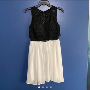 black and white lace top juniors dress